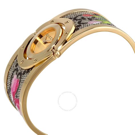 gucci twirl bloom gold-tone and floral ladies|Gucci Floral Watch .